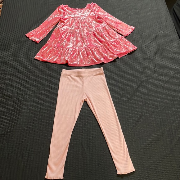 Cat & Jack Velour Pink Top  Size US XS (3T) and Old Navy pink Tights size 4T - Picture 2 of 15